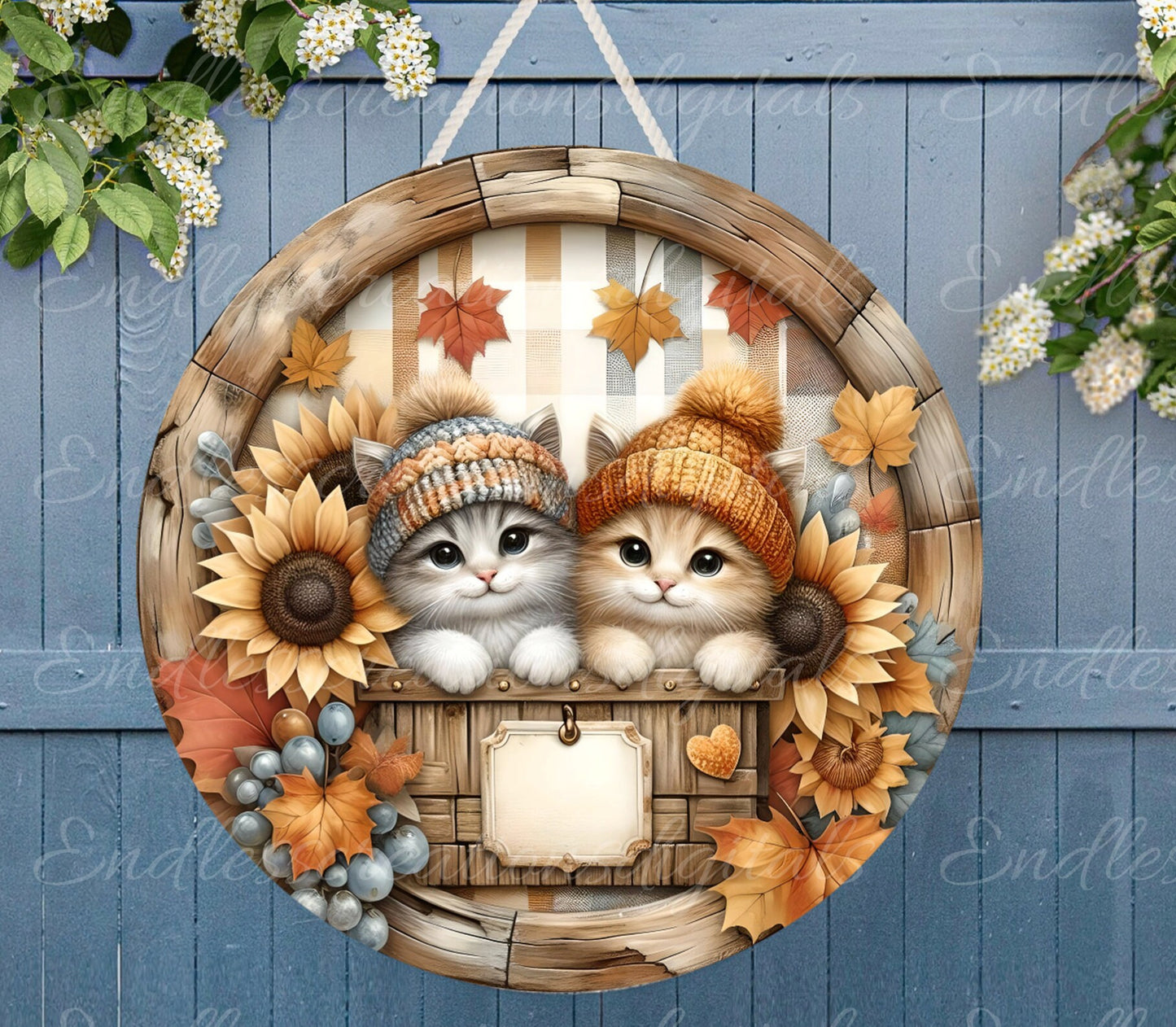 FALL KITTENS DOOR ROUND
