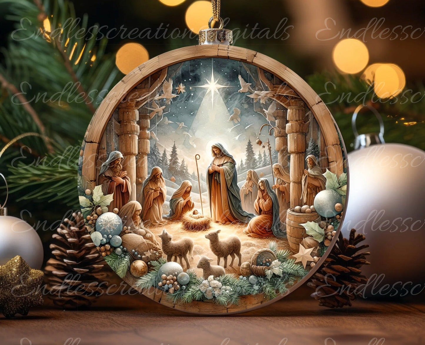 NATIVITY DOOR HANGER CHRISTMAS ROUND