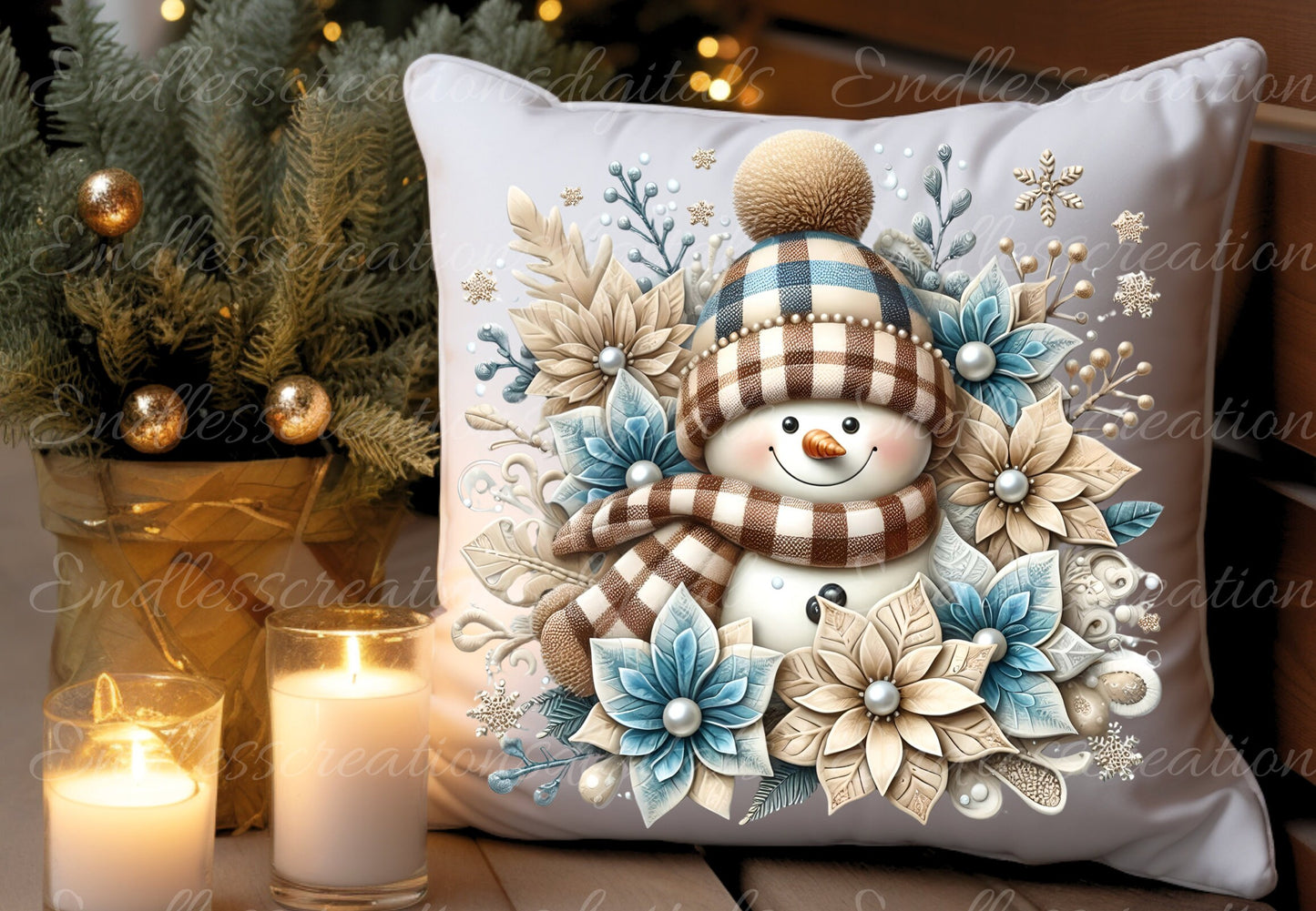 BLUE BEIGE SNOWMAN WINTER TRANSPARENCIES