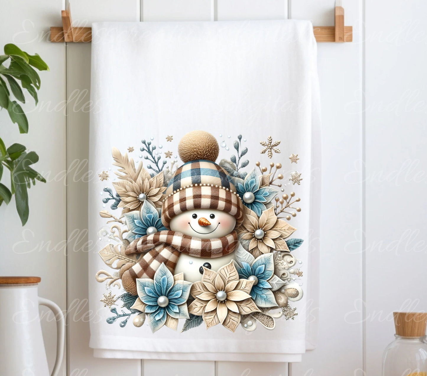 BLUE BEIGE SNOWMAN WINTER TRANSPARENCIES