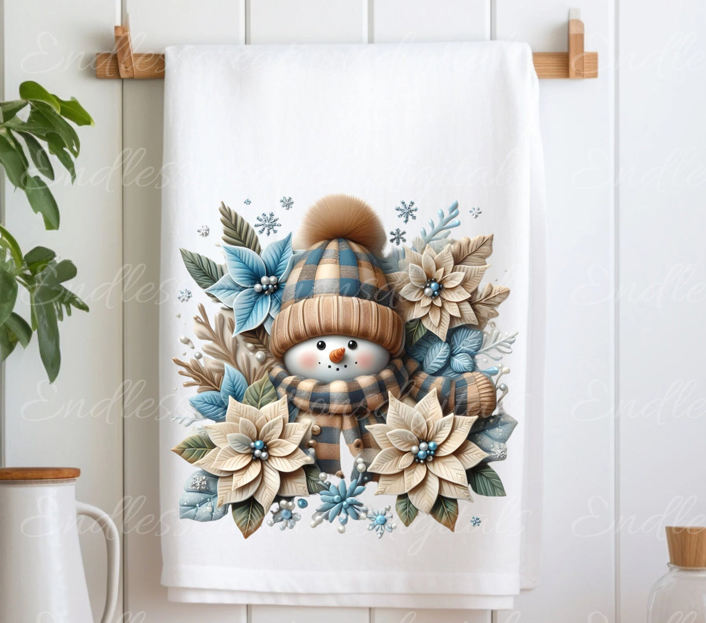 BLUE BEIGE SNOWMAN WINTER TRANSPARENCIES