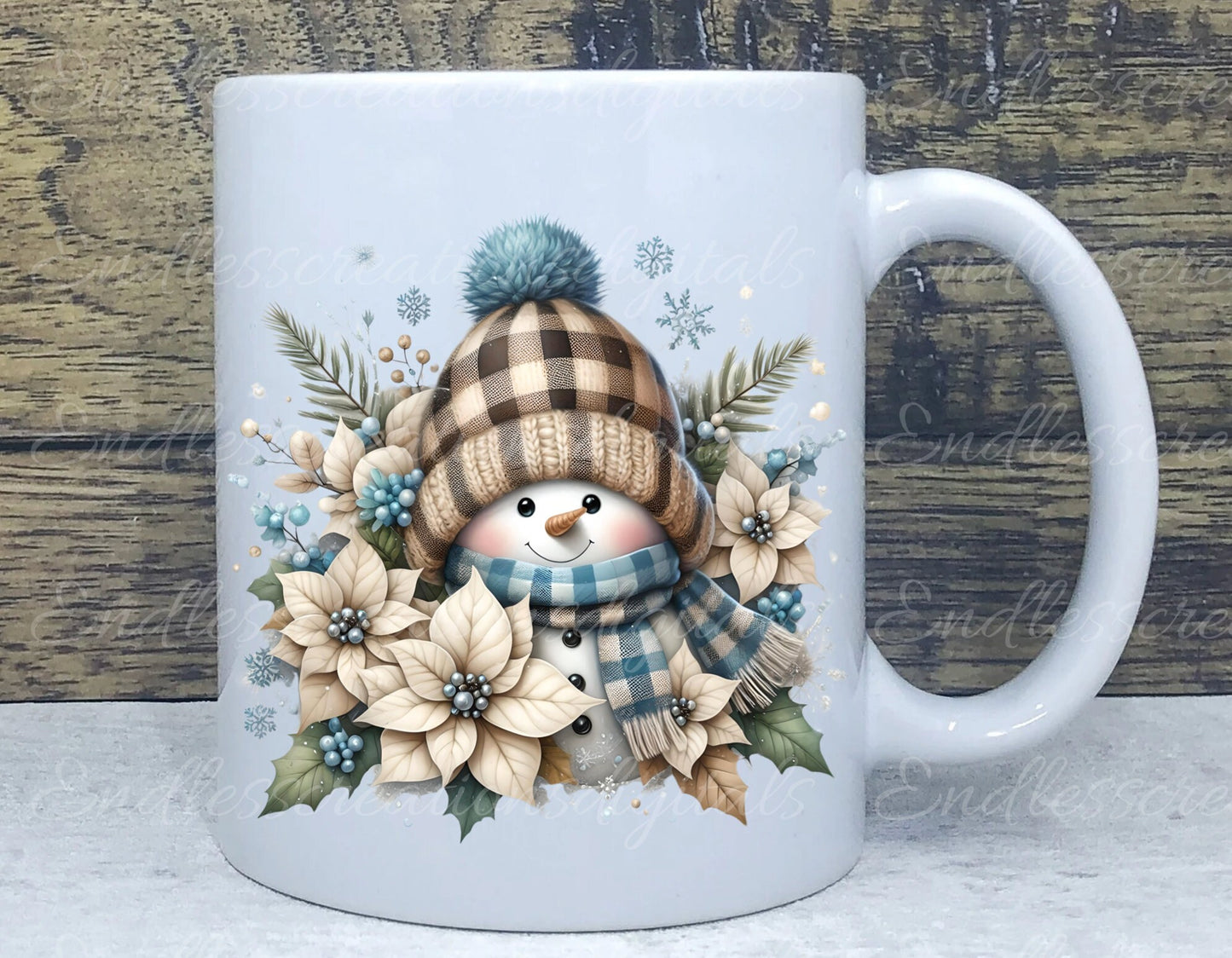 BLUE BEIGE SNOWMAN WINTER TRANSPARENCIES