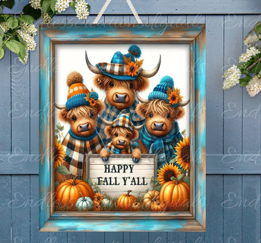 HIGHLAND COW WELCOME 8 x 10  Door hanger, wreath sign, for sublimation high resolution 2 files, 1 add your own text