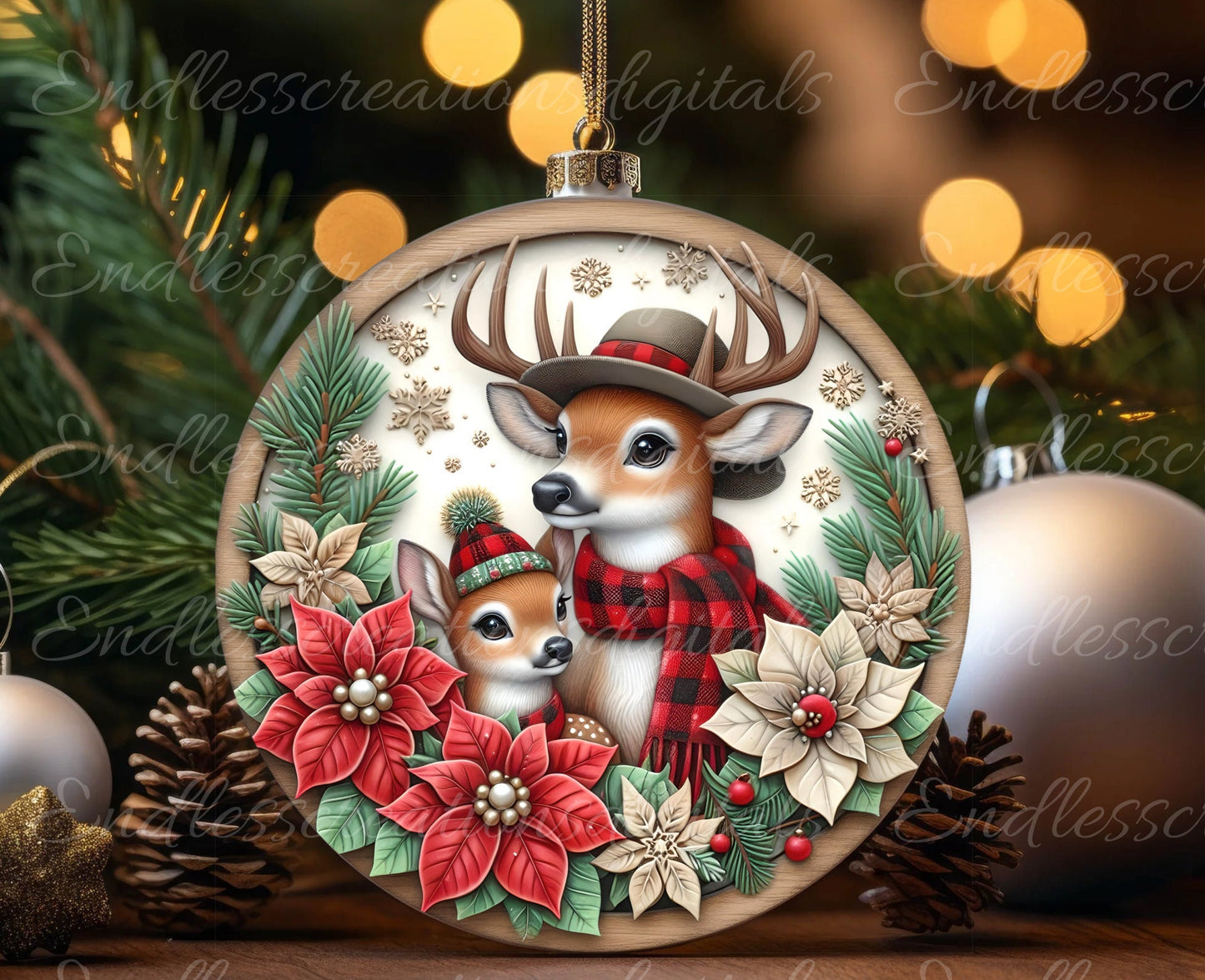 BUFFALO PLAID WINTER DEER