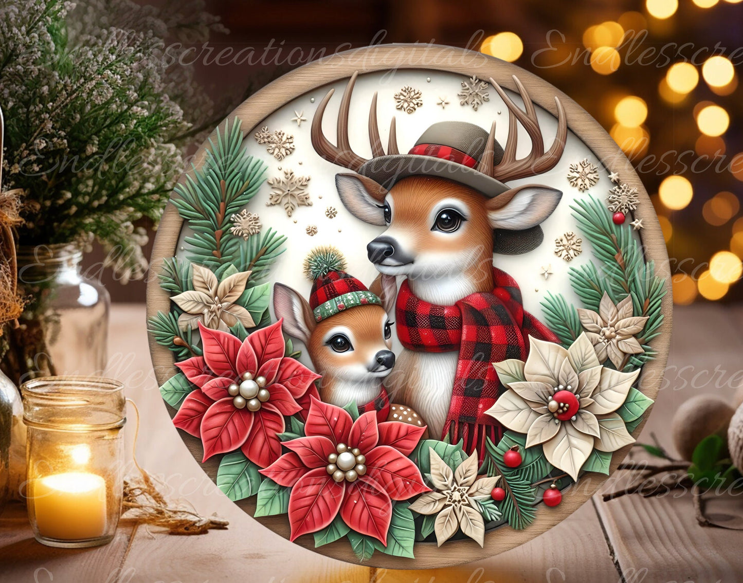BUFFALO PLAID WINTER DEER