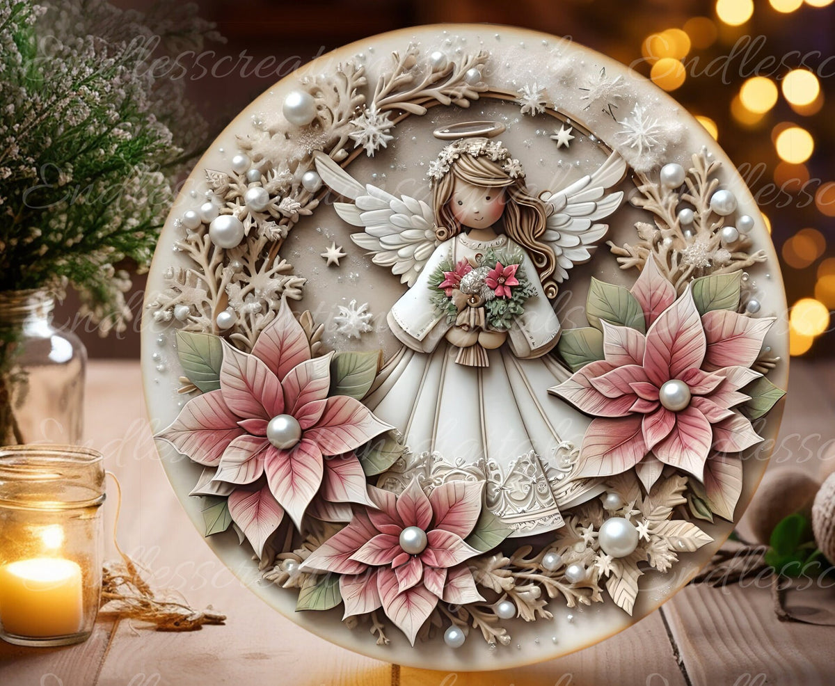 PINK ANGEL WINTER/CHRISTMAS ROUND