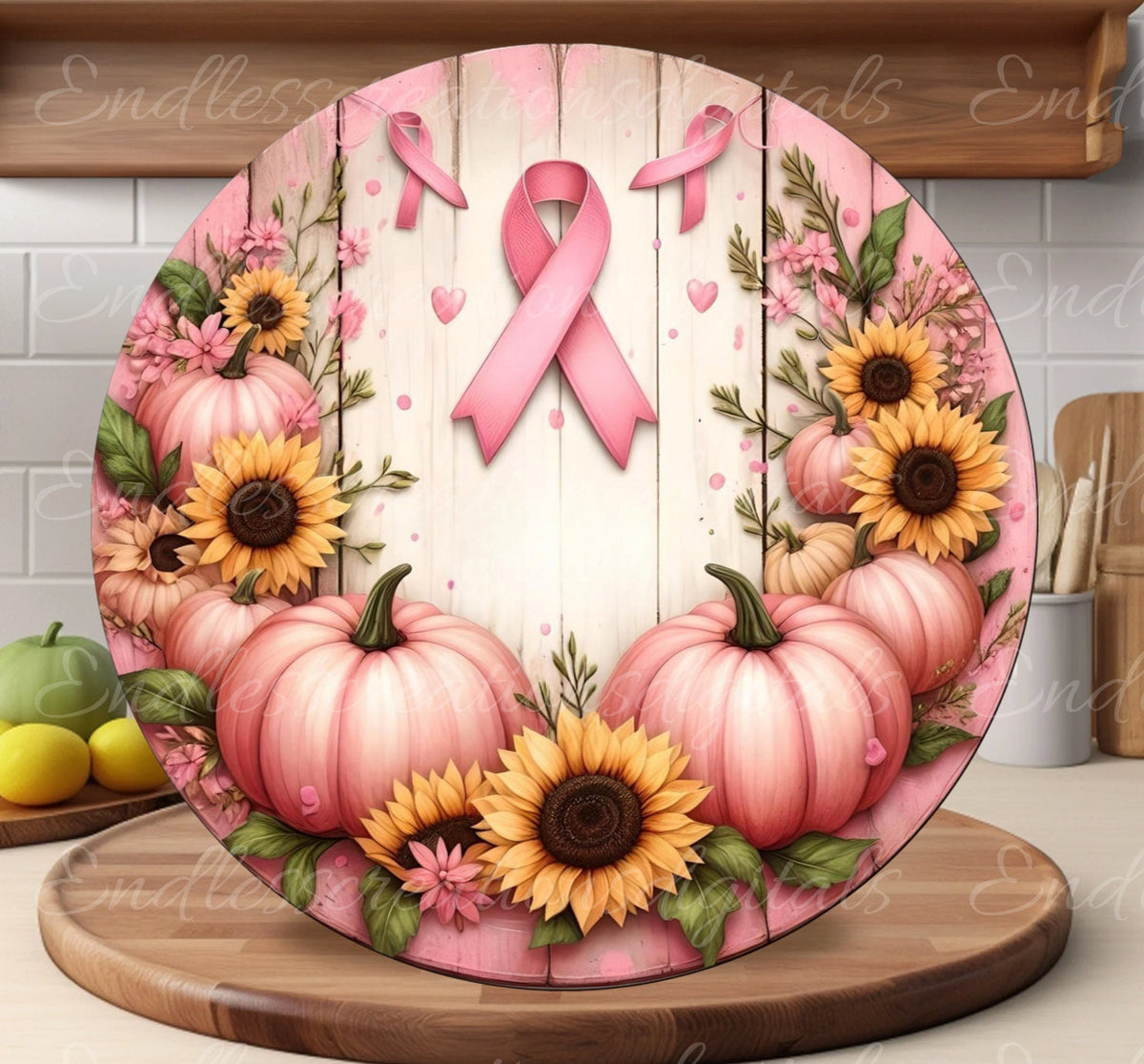 BREAST CANCER AWARENESS Door hanger, wreath sign, for sublimation high resolution 2 files, 1 add your own text