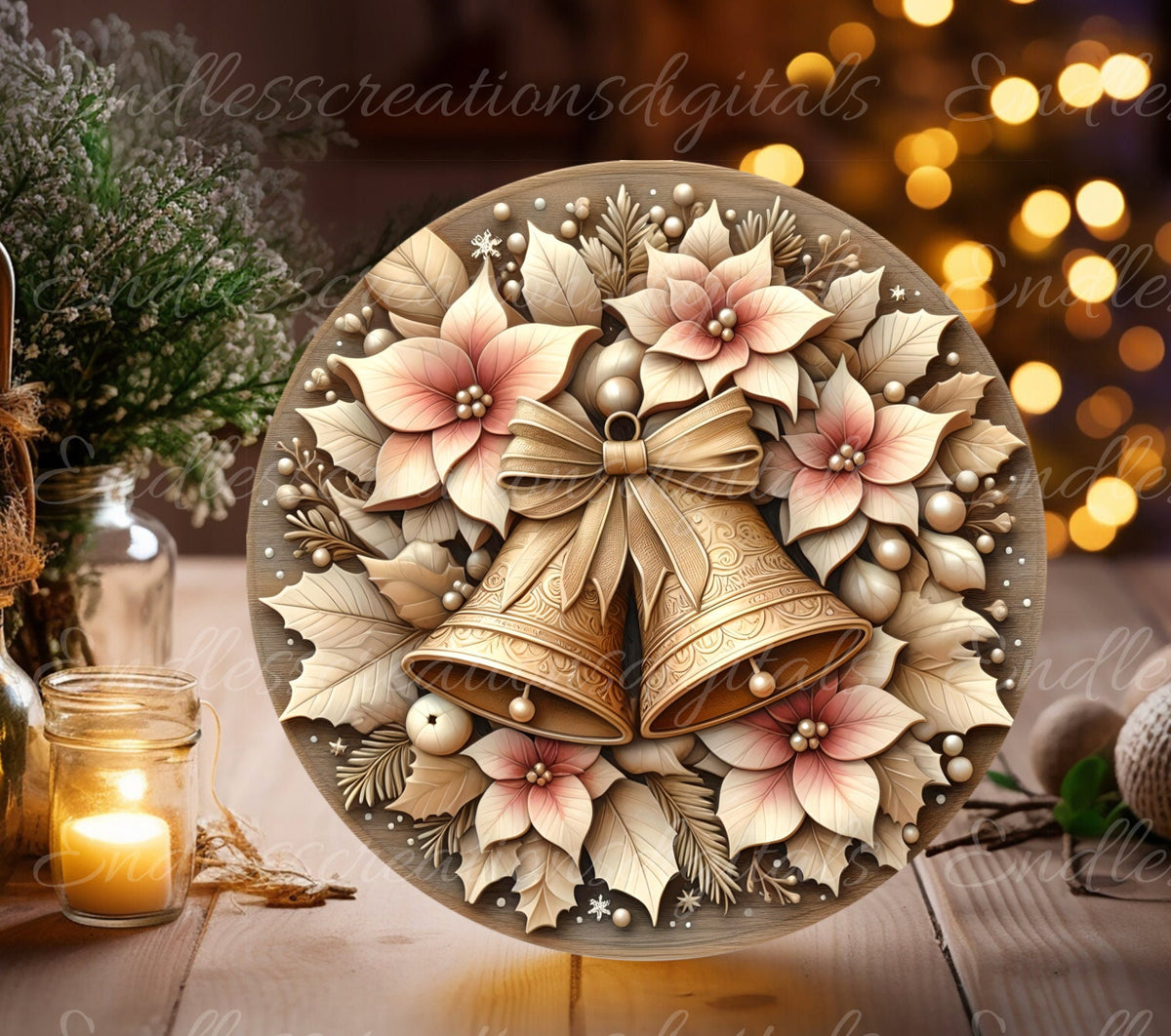 PINK GOLD WINTER BELLS ROUND