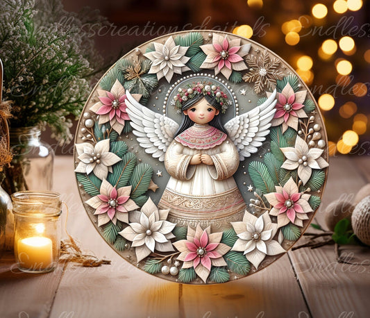 HISPANIC ANGEL  round door hanger, wreath sign, round cutting board, coasters etc. png, sublimation high resolution, can be resized