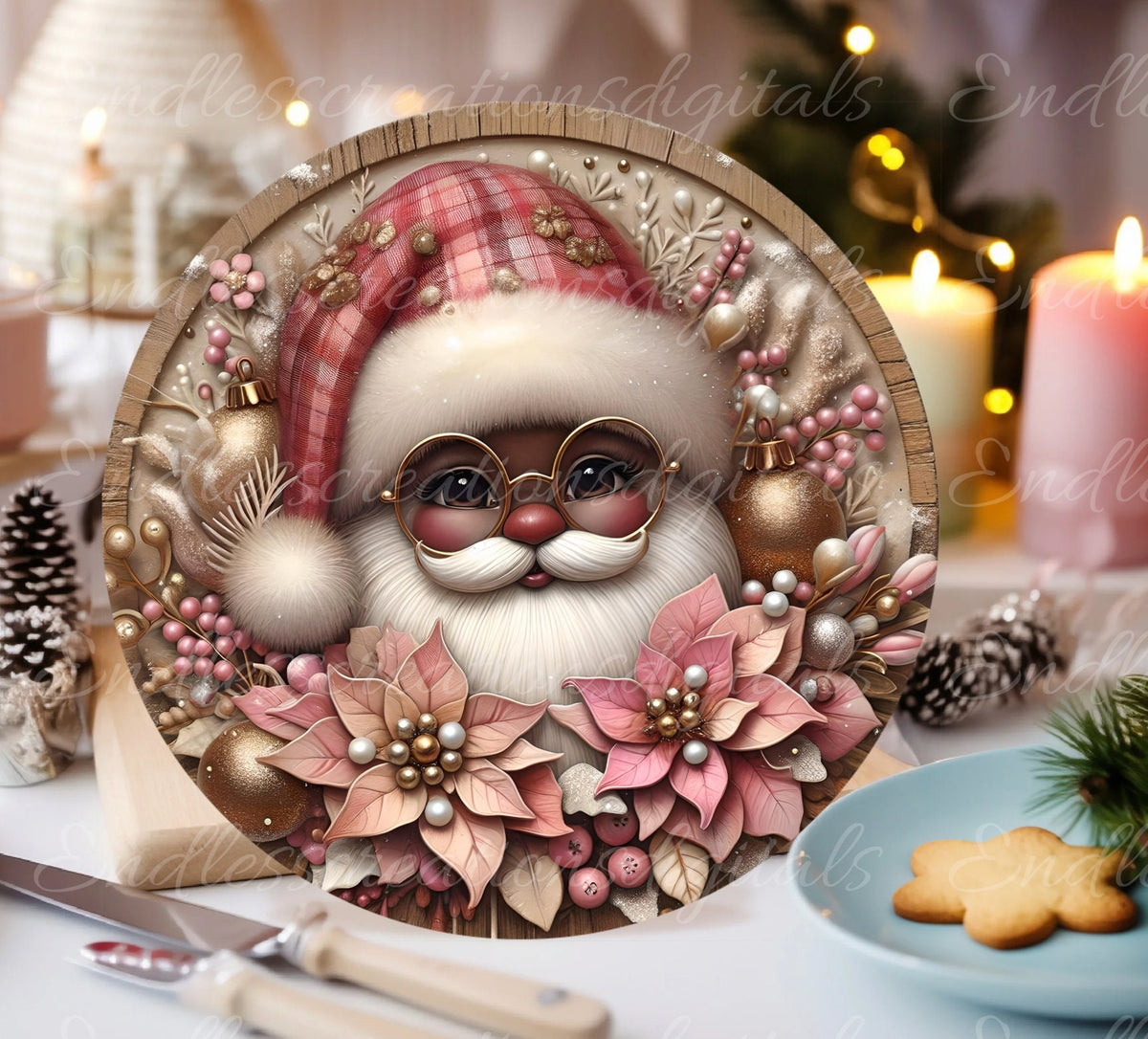 PINK SANTA CHRISTMAS ROUND