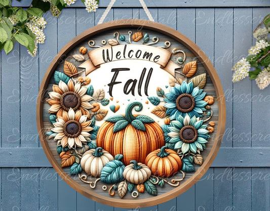 WELCOME FALL CROCHETED LOOK ROUND