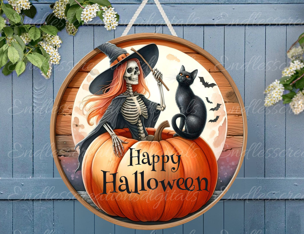 HALLOWEEN DOOR HANGER, wreath sign, round cutting board, for sublimation high resolution, 2 files for download, 1 blank add your own text