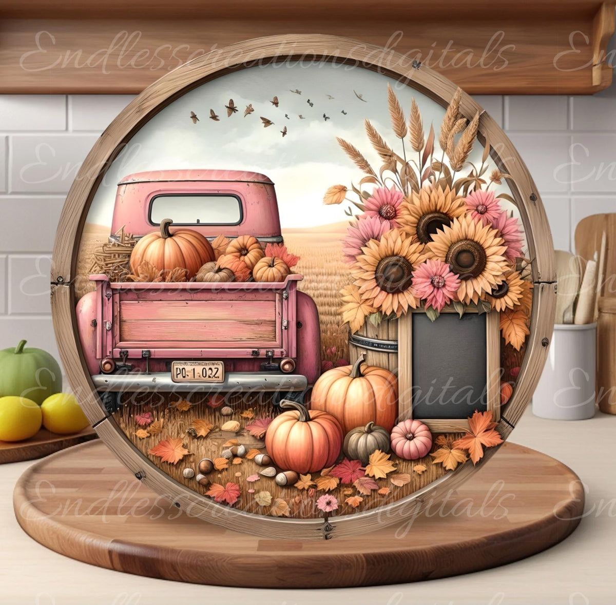 FALL PINK SUNFLOWER TRUCK
