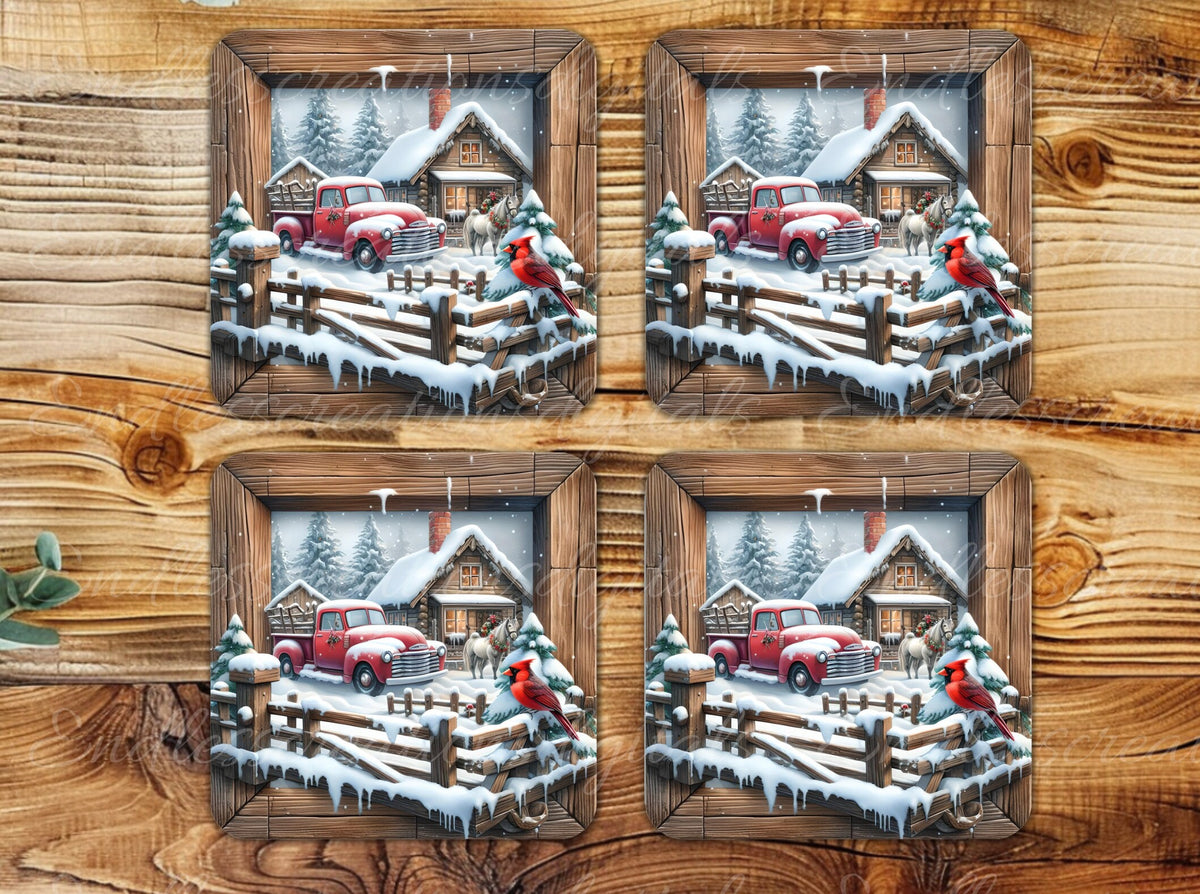 WINTER RED TRUCK