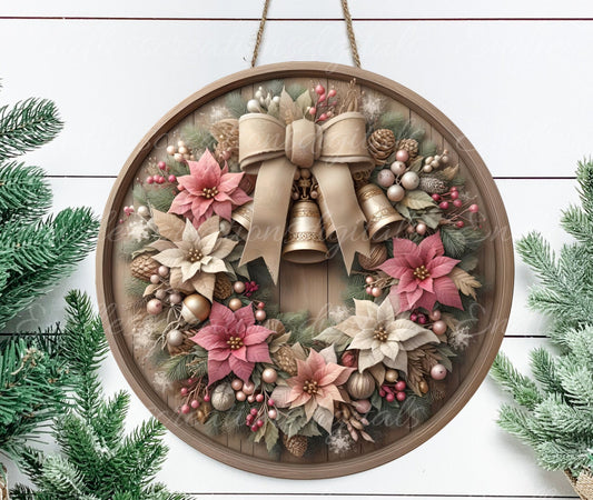 FRAMED PINK WREATH WINTER ROUND