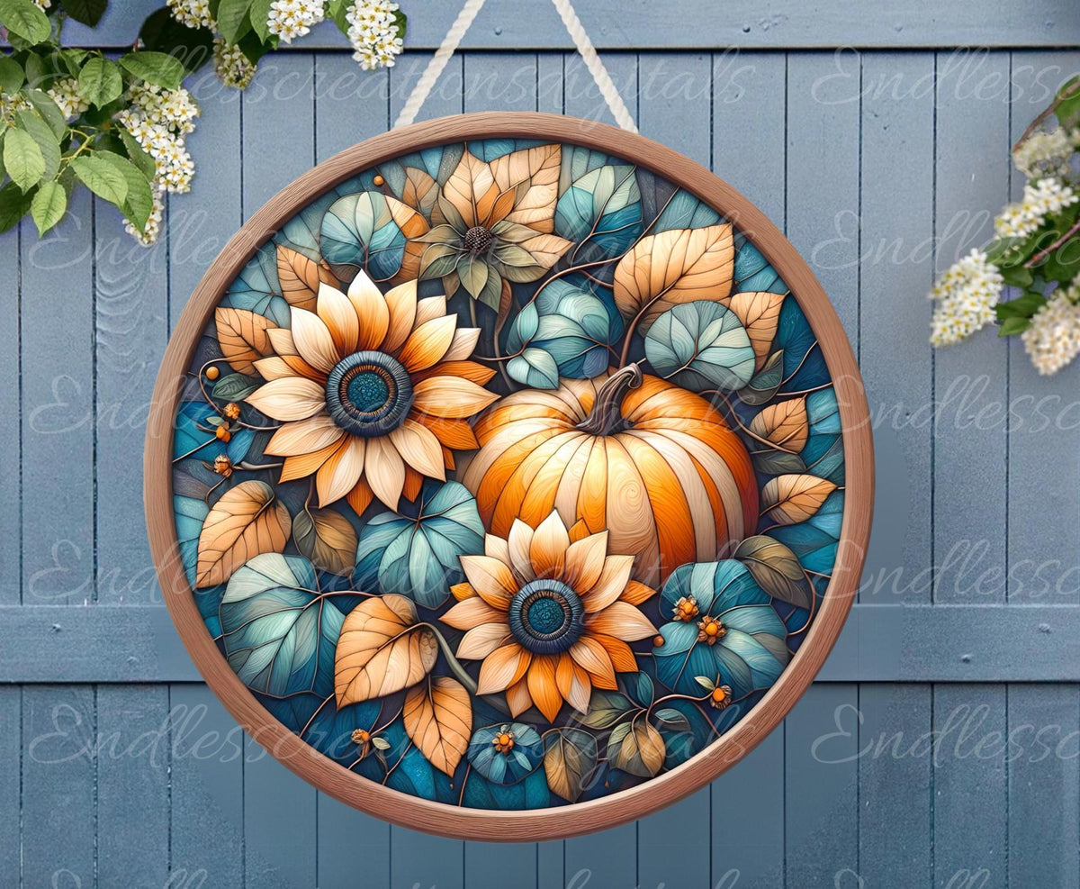 FALL BLUE ORANGE PUMPKIN