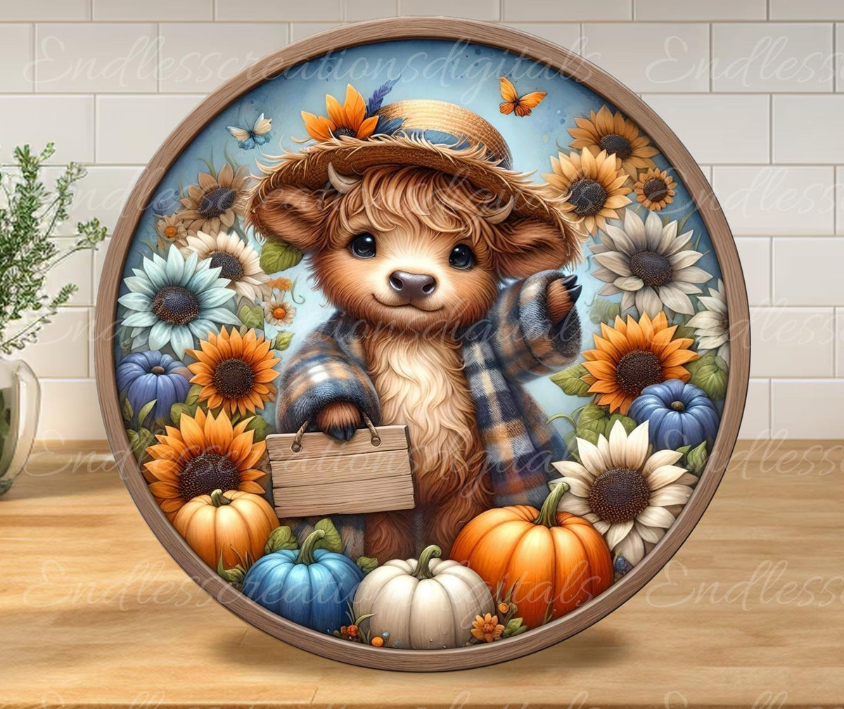 FALL HIGHLAND COW ROUND