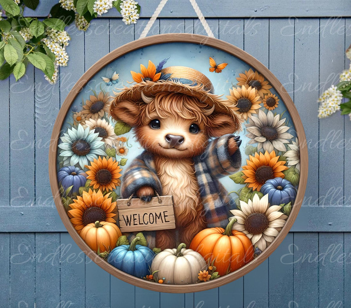 FALL HIGHLAND COW ROUND