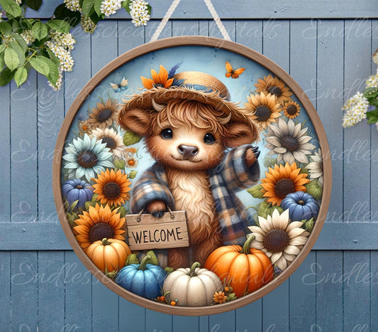 FALL HIGHLAND COW ROUND