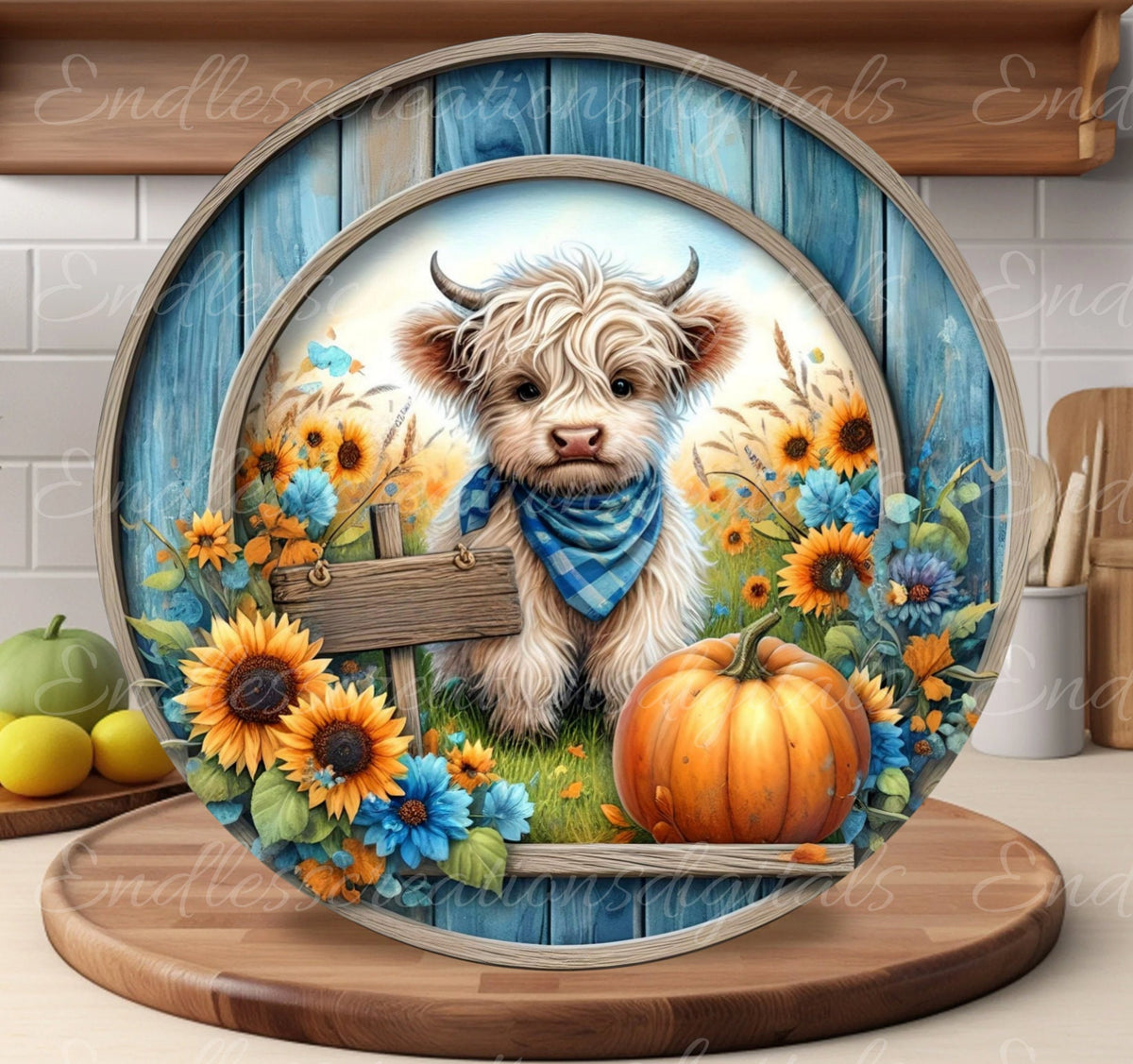 FALL HIGHLAND COW ROUND