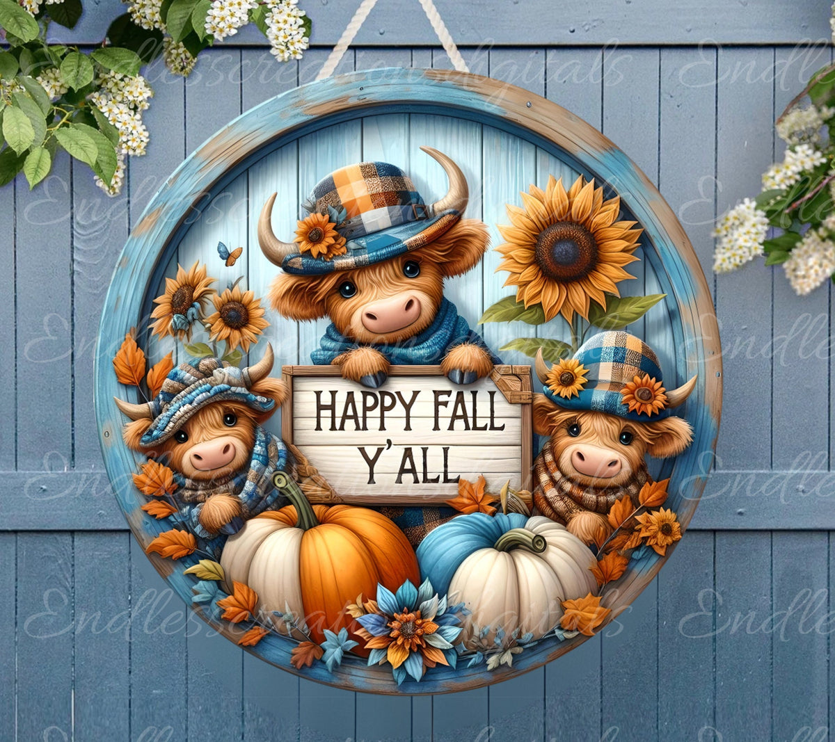 FALL HIGHLAND COW ROUND