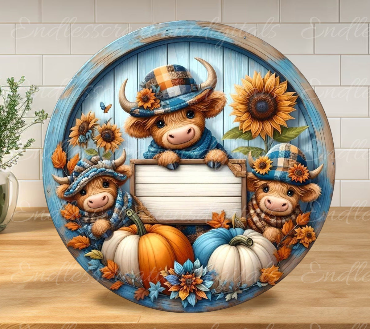 FALL HIGHLAND COW ROUND