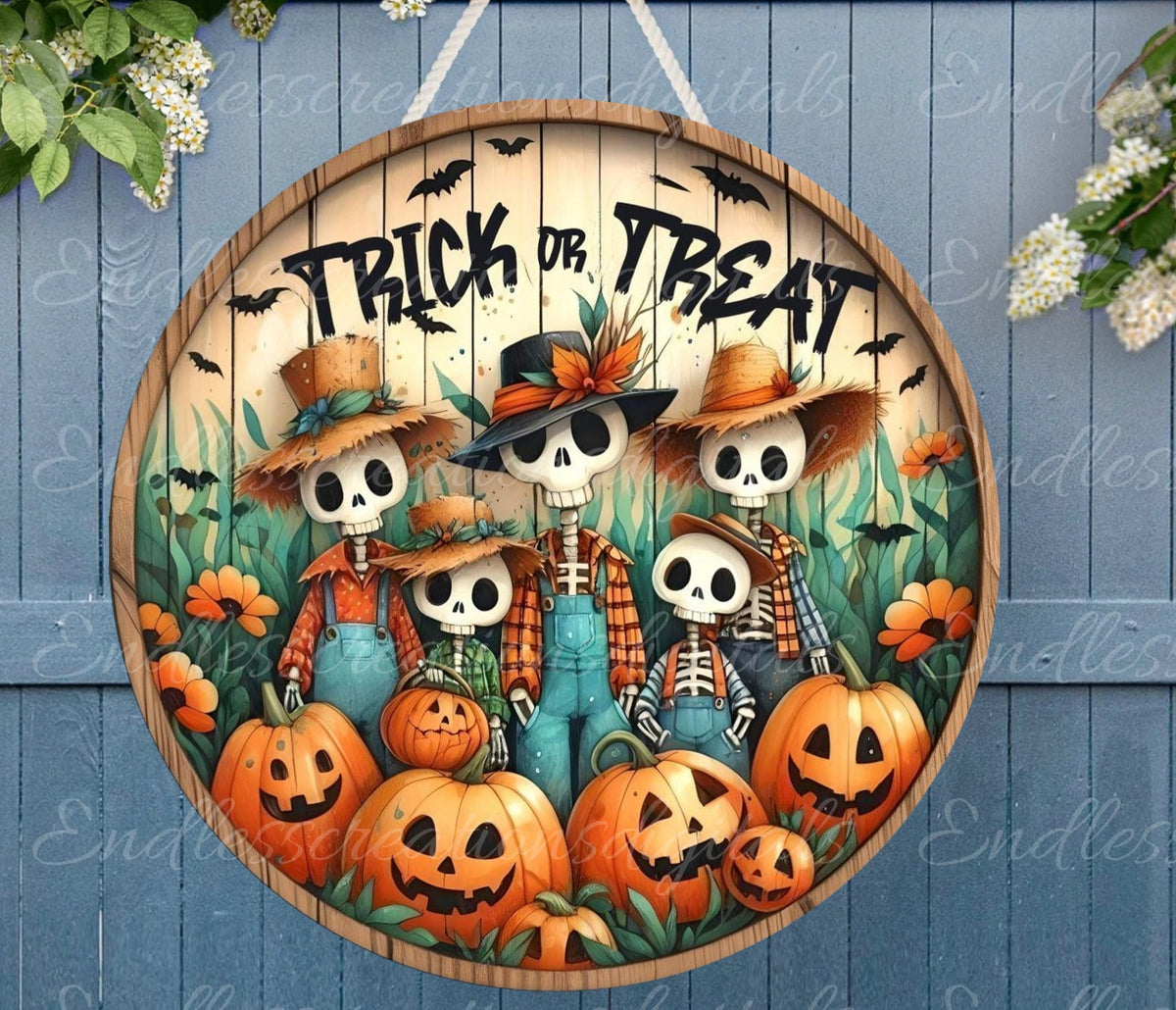 TRICK OR TREAT  Door hanger, wreath sign, for sublimation high resolution 2 files, 1 add your own text