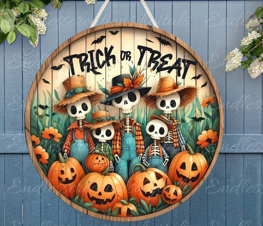 TRICK OR TREAT  Door hanger, wreath sign, for sublimation high resolution 2 files, 1 add your own text