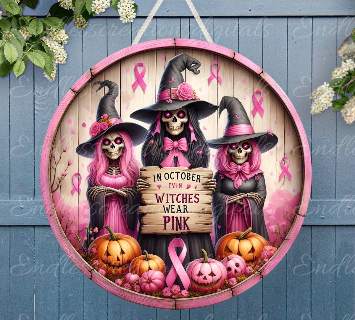 OCTOBER PINK WITCHES FALL ROUND