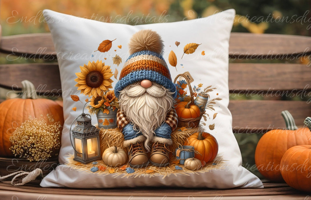 FALL GNOMES pillow covers, tea towel, tote bags etc. sublimation package of 5 high definition 300 Dpi, transparent