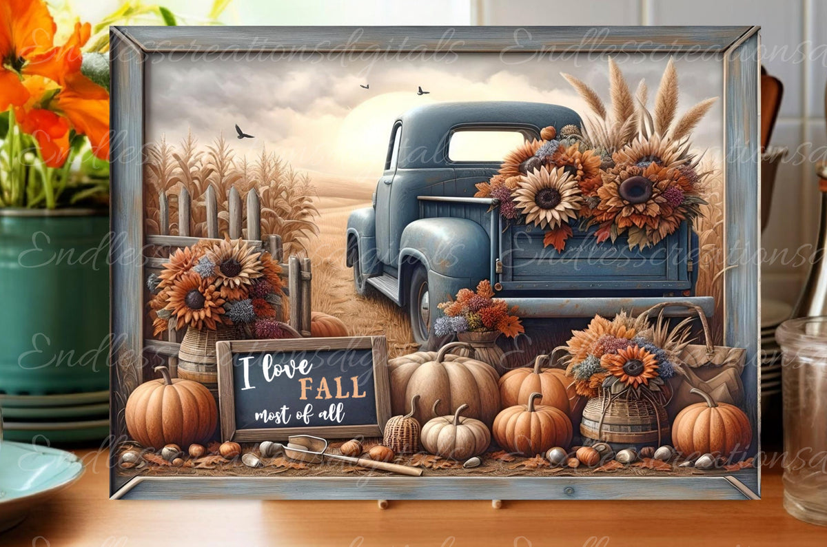 FALL TRUCK RECTANGLE CUTTING BOARD