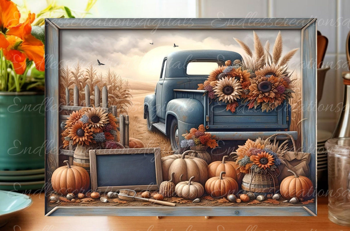 FALL TRUCK RECTANGLE CUTTING BOARD