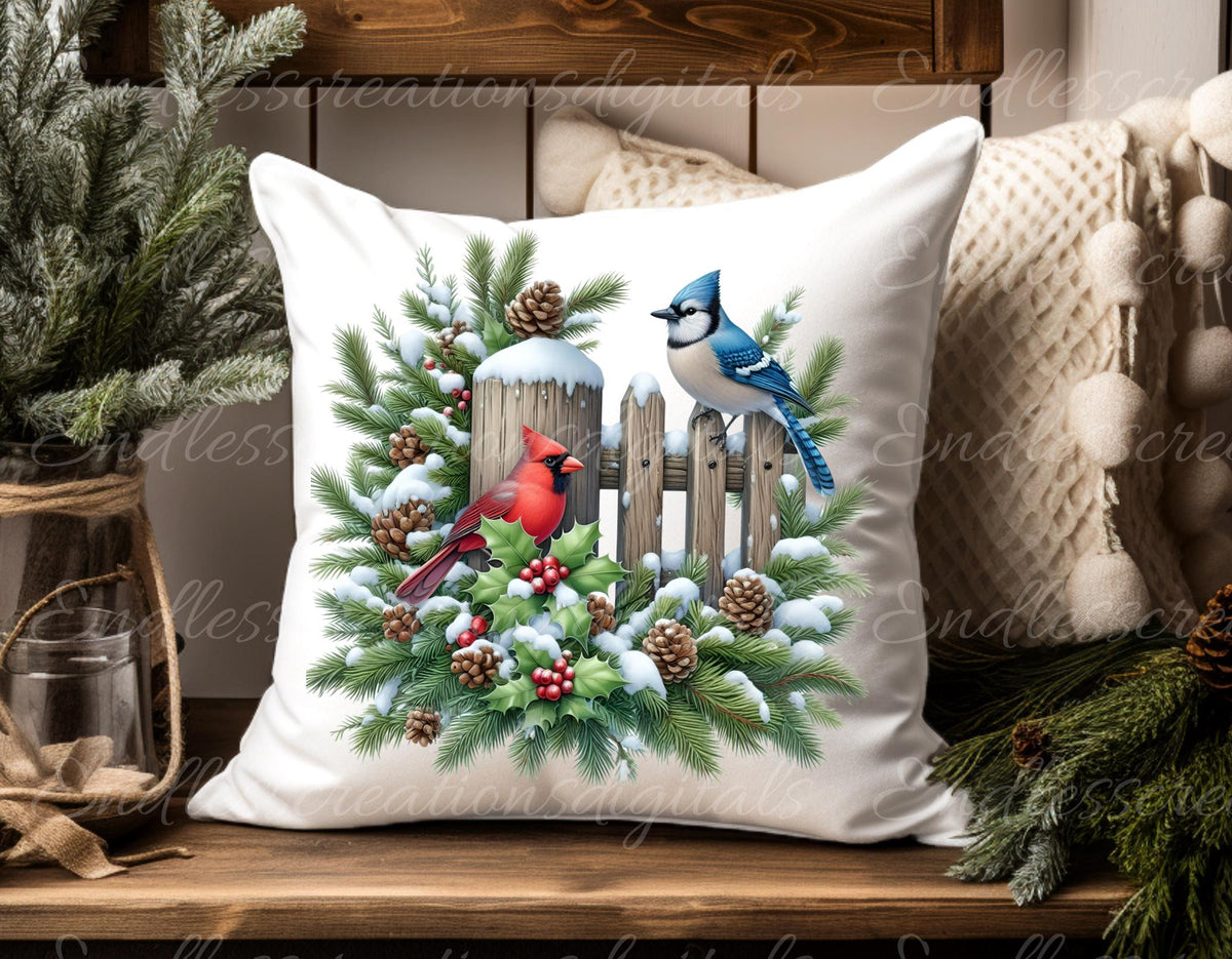 WINTER CARDINALS PILLOW TRANSPARENCIES