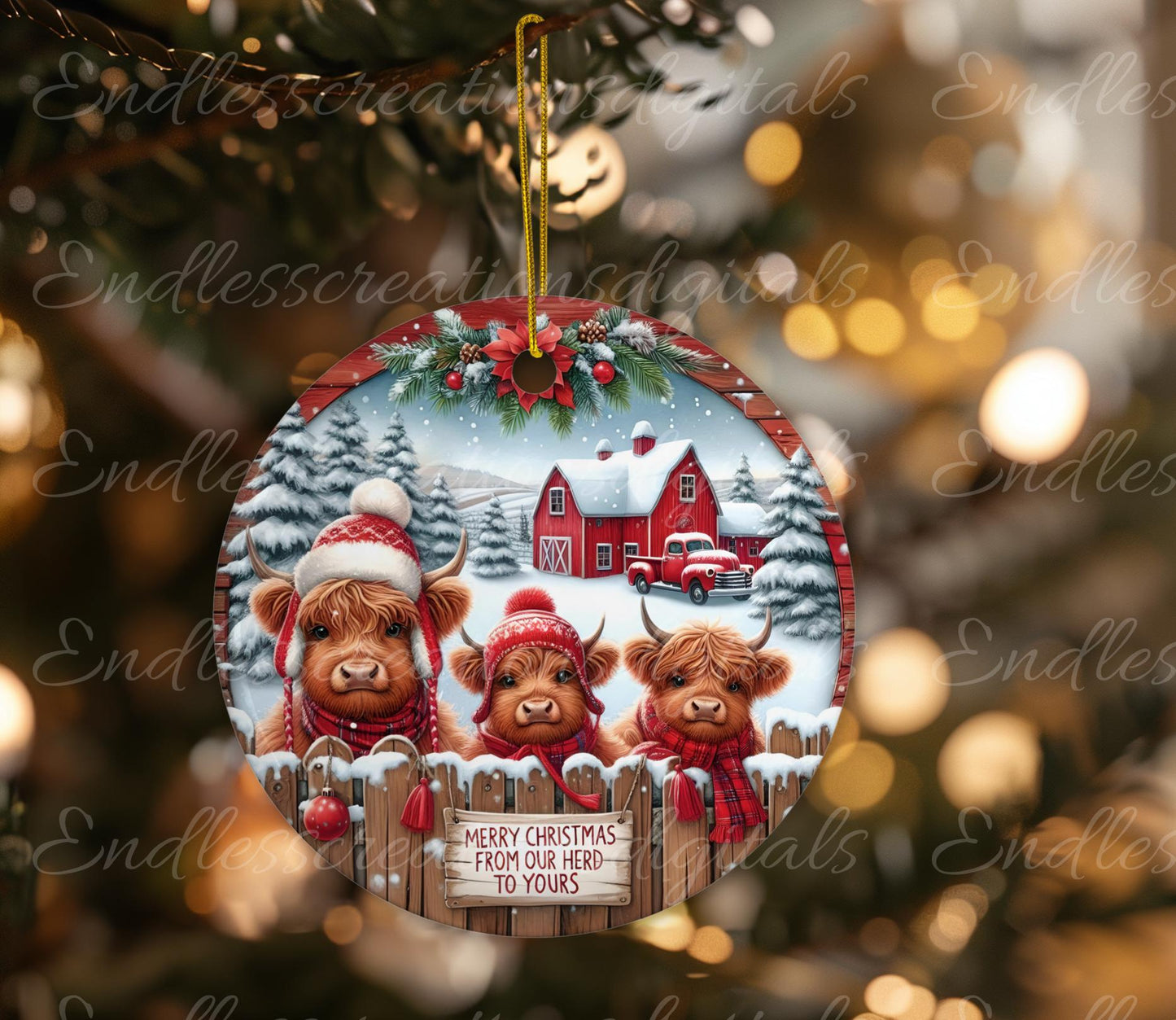 MERRY CHRISTMAS HIGHLAND COWS