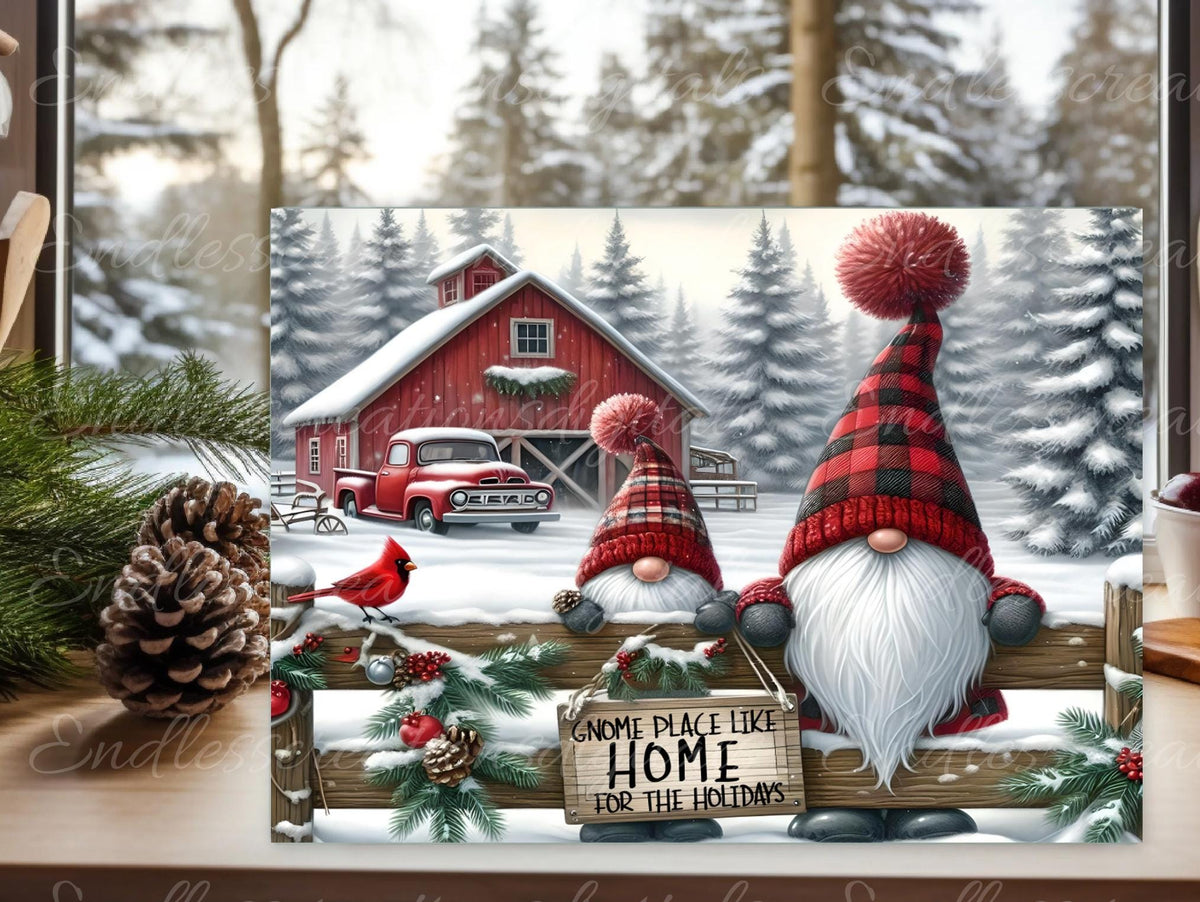 WINTER GNOME PLACE LIKE HOME RECTANGLE/TINS