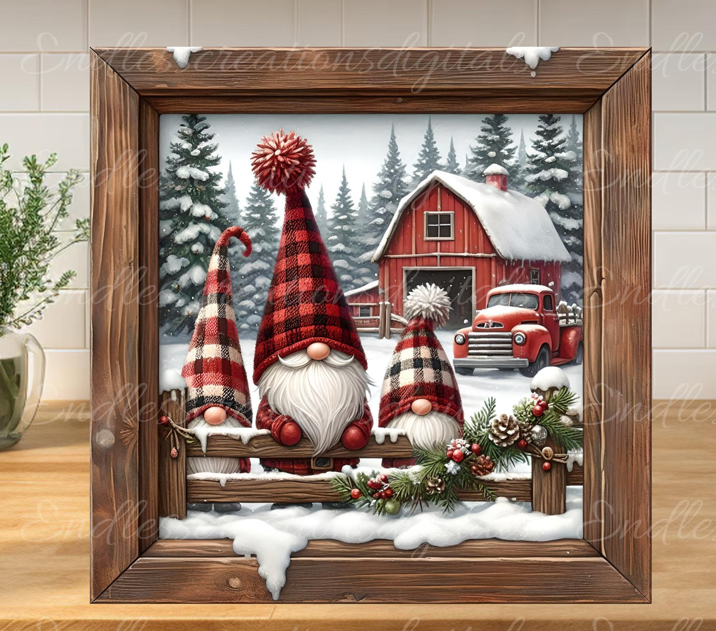 CHRISTMAS GNOMES SQUARE WINTER