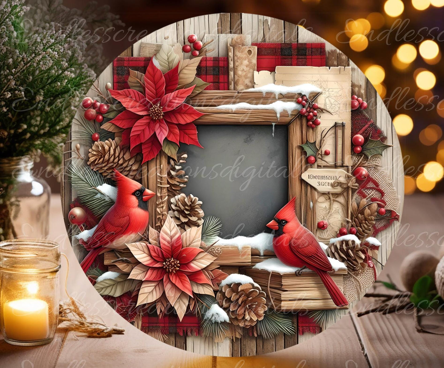 WINTER CARDINALS ROUND