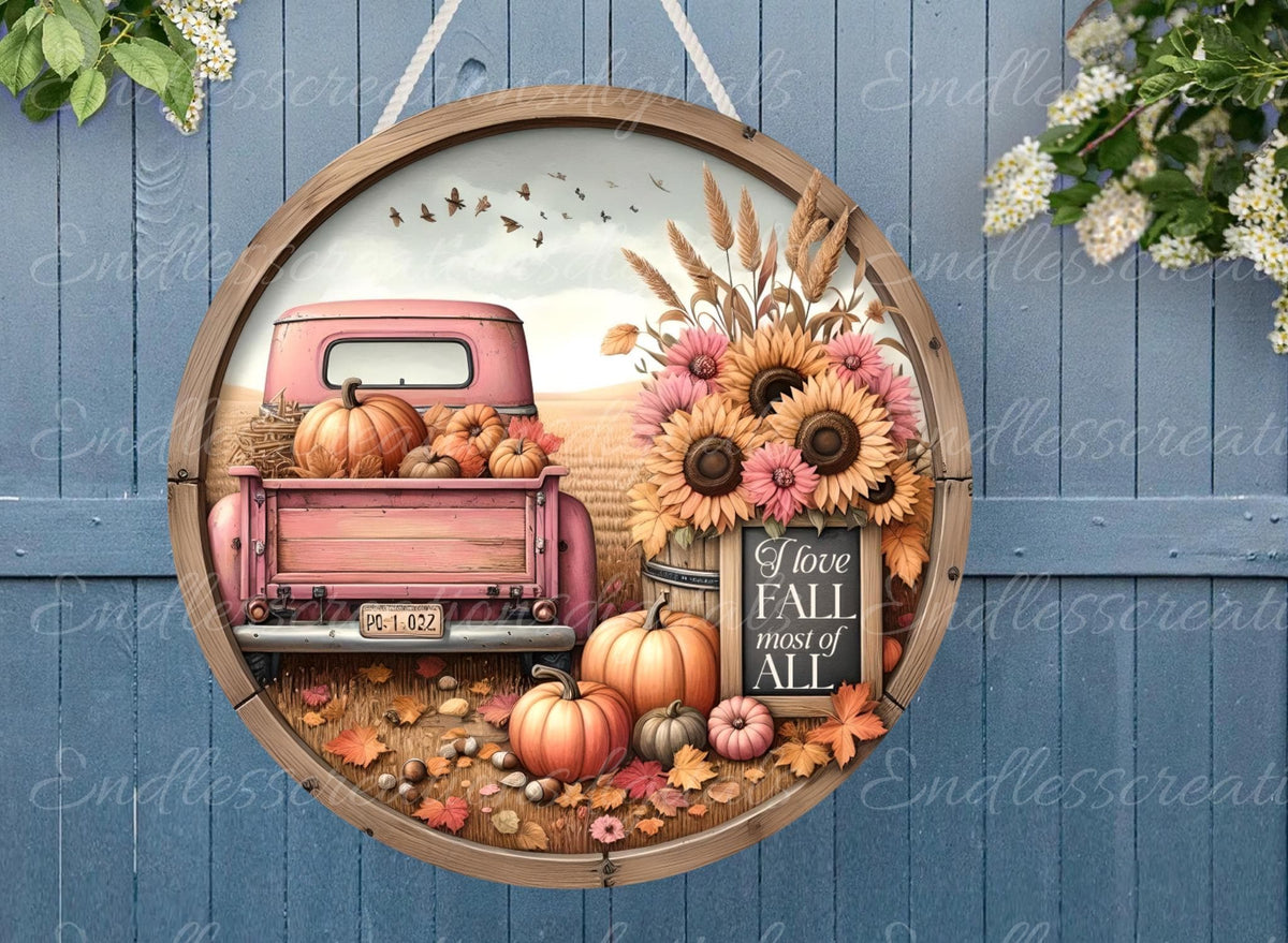 FALL PINK SUNFLOWER TRUCK