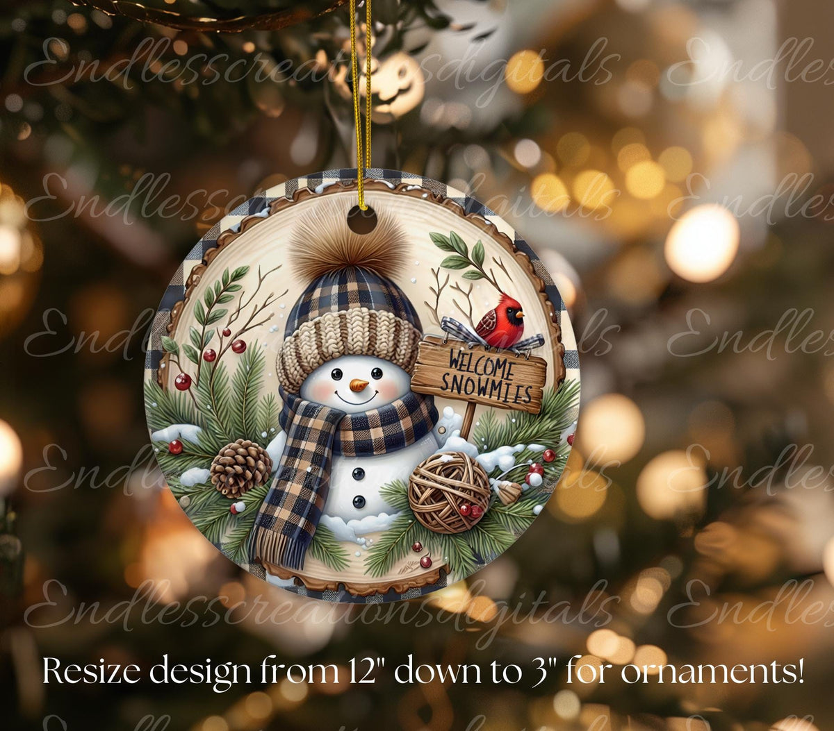 SNOWMAN CARDINAL WINTER ROUND