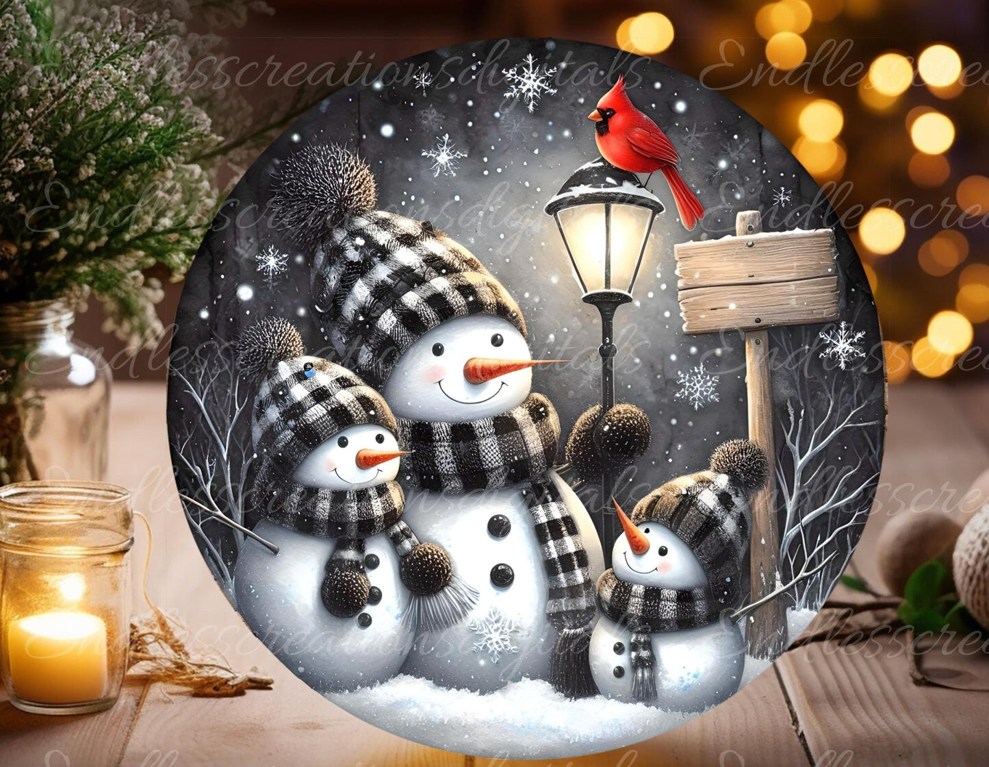 SNOWMAN CARDINAL WINTER