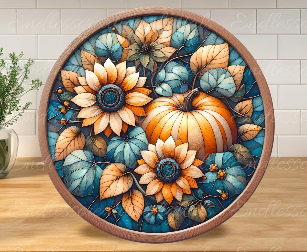 FALL BLUE ORANGE PUMPKIN