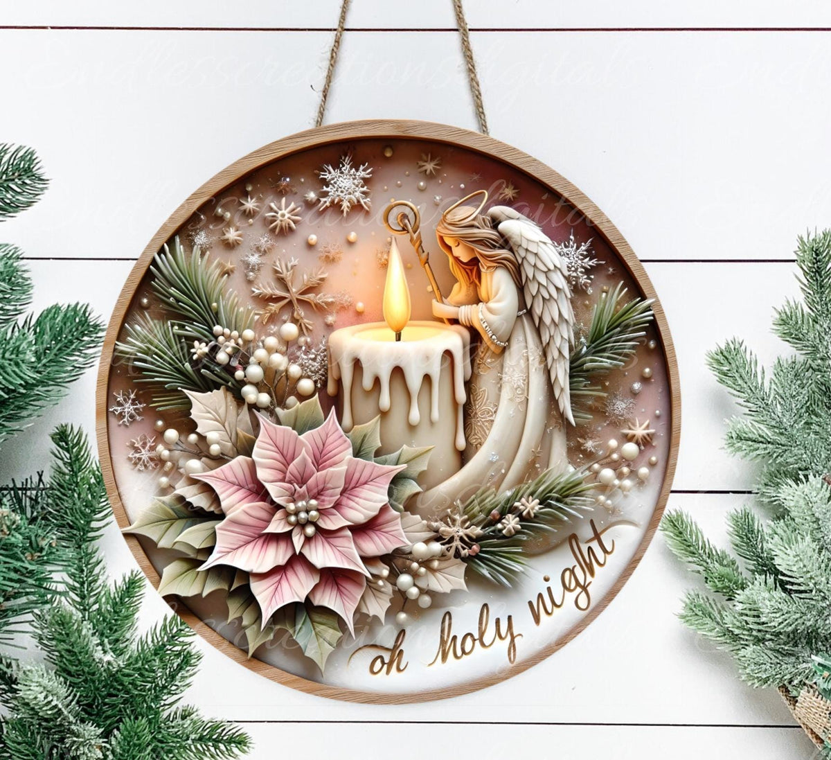 CANDLE ANGEL WINTER ROUND