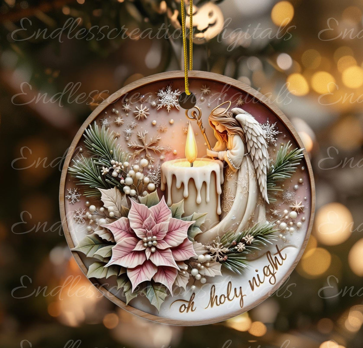 CANDLE ANGEL WINTER ROUND