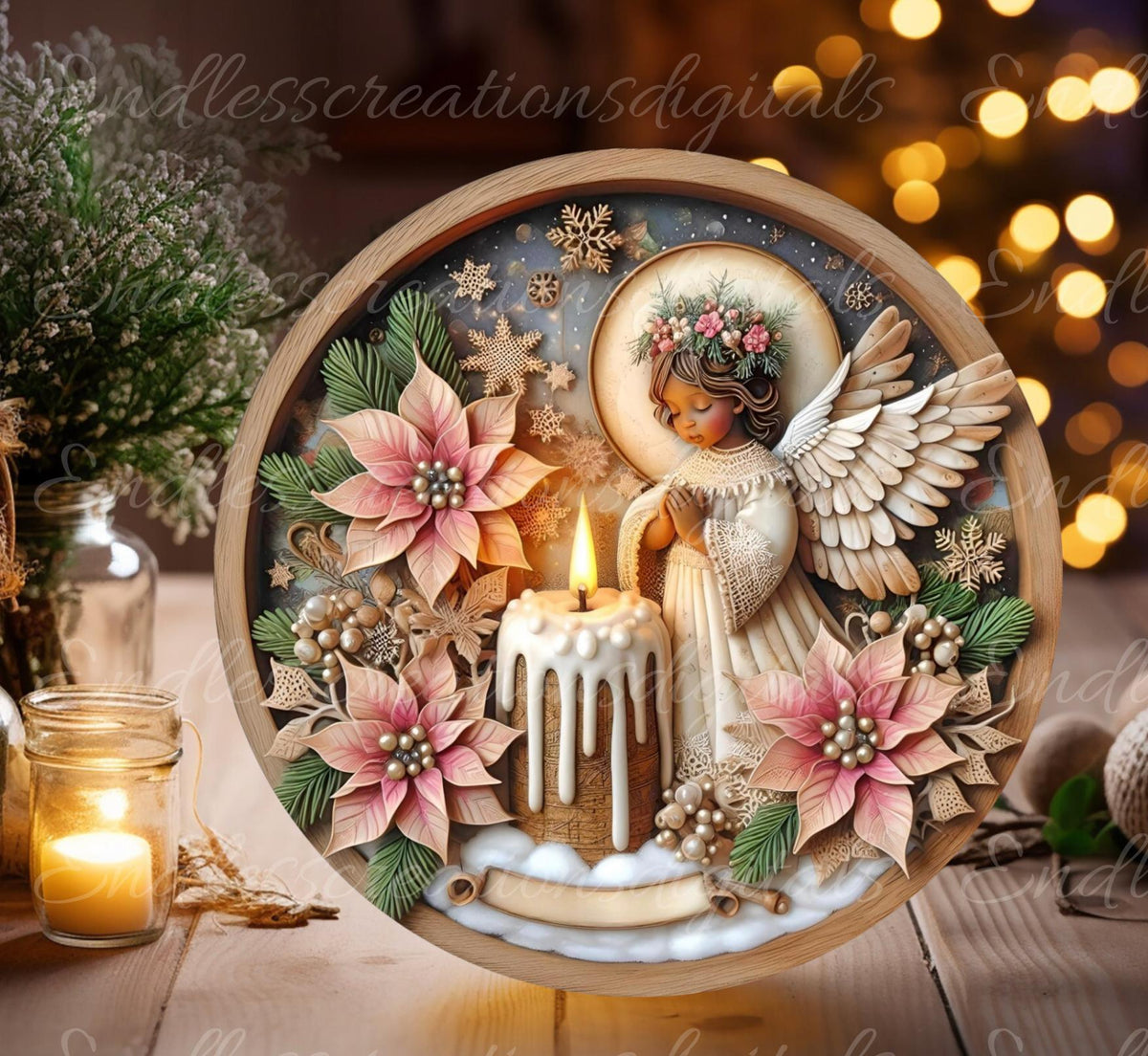 AFRICAN AMERICAN ANGEL  round door hanger, wreath sign, round cutting board, coasters etc. png, sublimation high resolution, can be resized