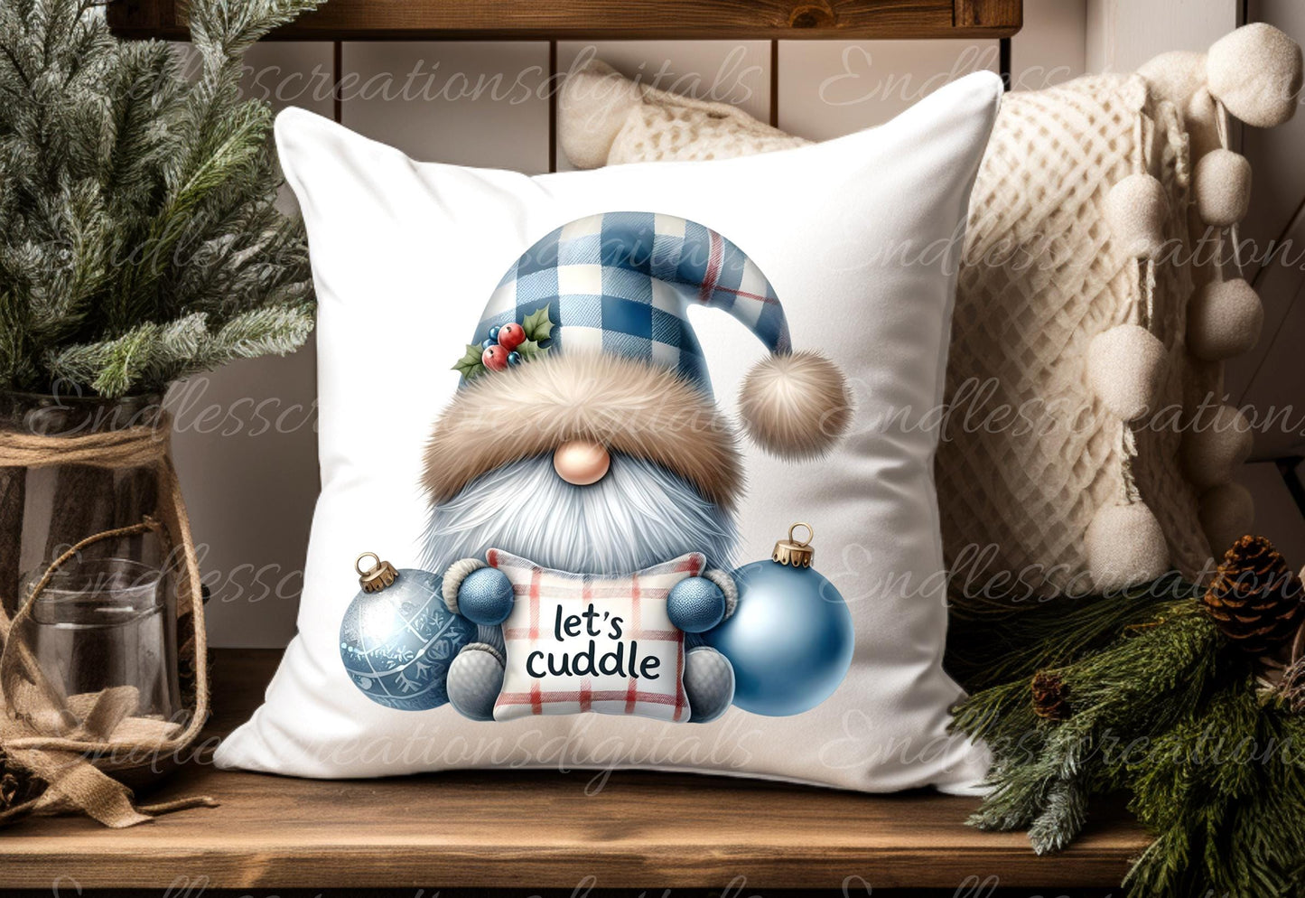 WINTER GNOMES HUGS Pillow covers