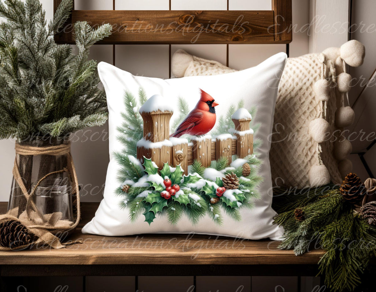 WINTER CARDINALS PILLOW TRANSPARENCIES