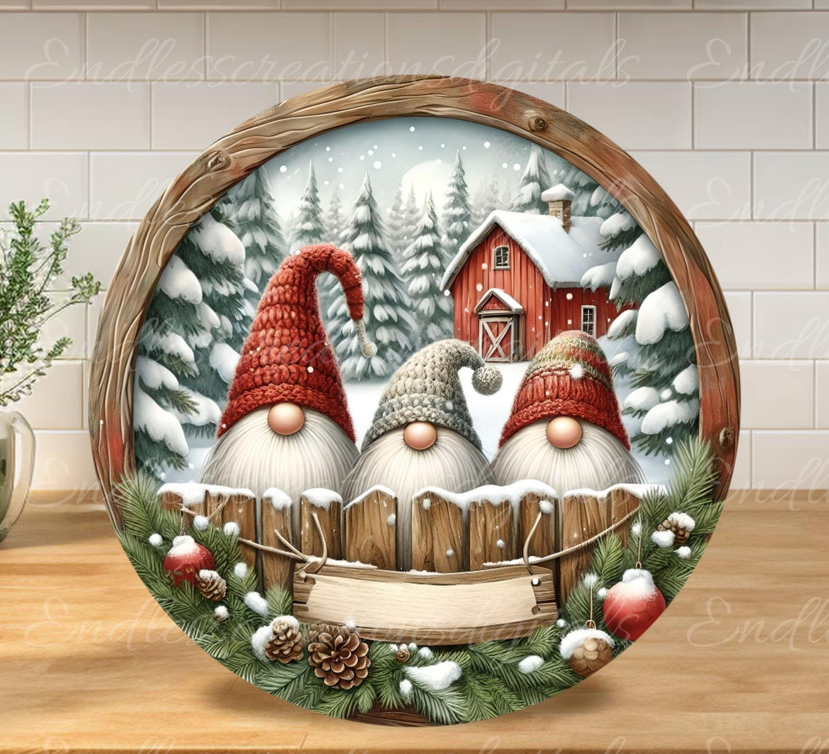 CHRISTMAS GNOMES WINTER ROUND