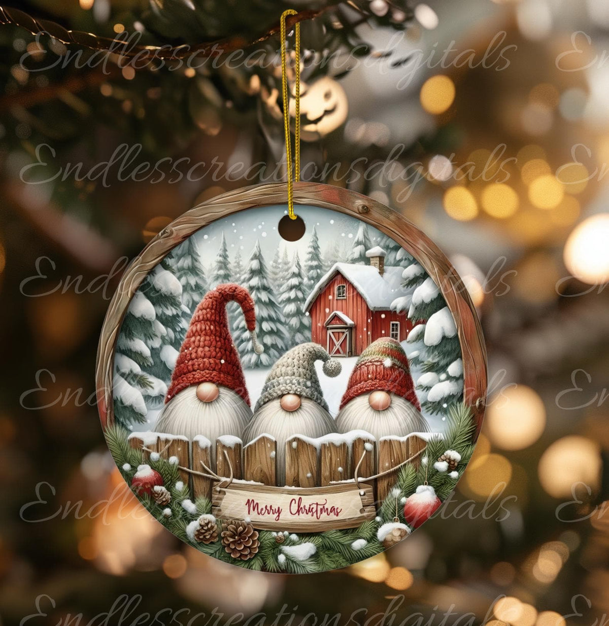 CHRISTMAS GNOMES WINTER ROUND