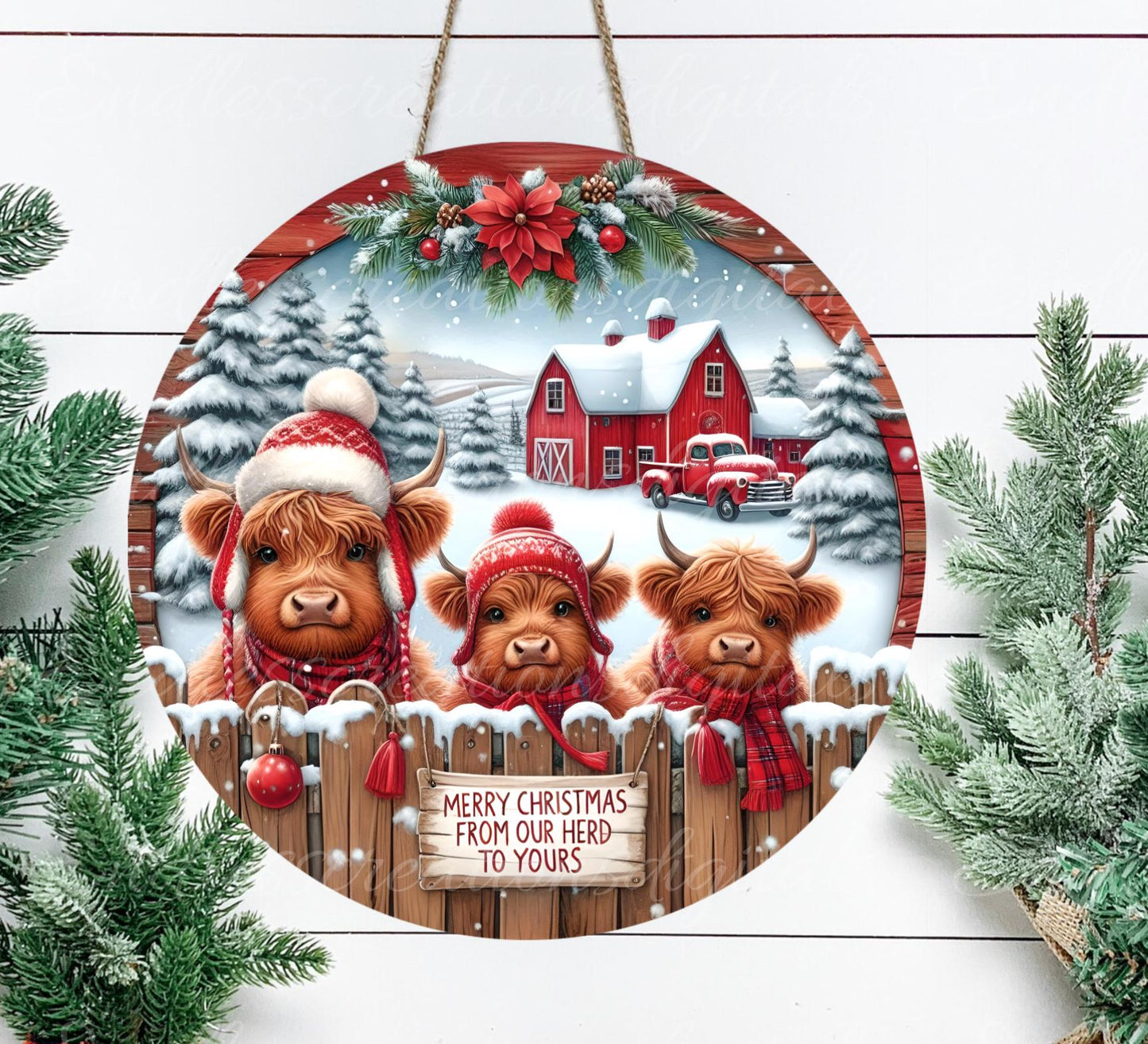 MERRY CHRISTMAS HIGHLAND COWS