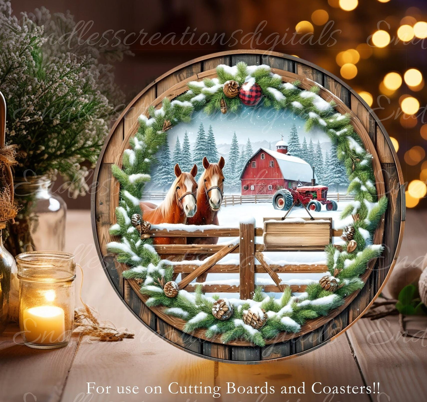 RED TRACTOR HORSES WINTER ROUND